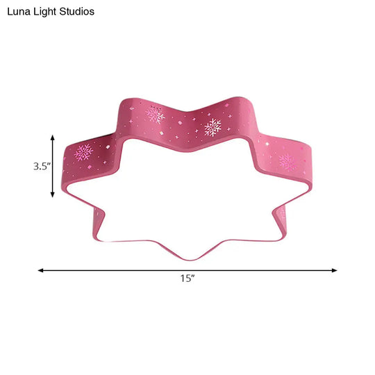 15/19/23 Macaron Star Ceiling Mounted Led Flush Light In Pink/Blue For Kids Bedroom - Warm/White/2