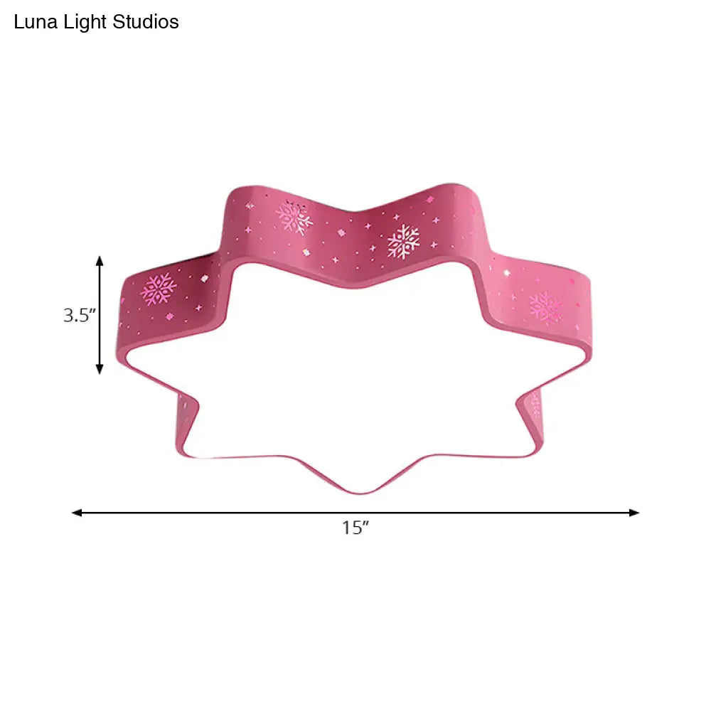 15’/19’/23’ Macaron Star Ceiling Mounted Led Flush Light In Pink/Blue For Kid’s Bedroom -