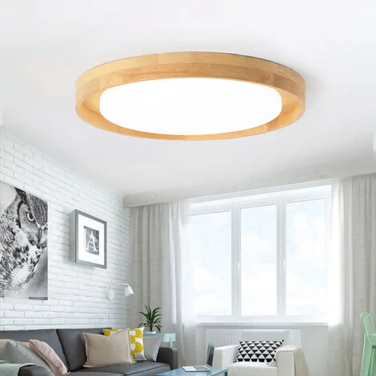 15’/19’ Acrylic Round Flush Led Ceiling Lamp With Modern Design Warm/White Light Wood / 15’ Warm