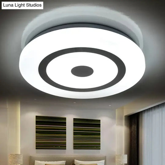 15/19 Contemporary Acrylic Led Round Flush Mount Fixture For Bedroom Lighting In Black And White /
