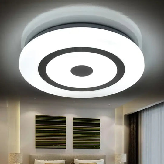 15’/19’ Contemporary Acrylic Led Round Flush Mount Fixture For Bedroom Lighting In Black And