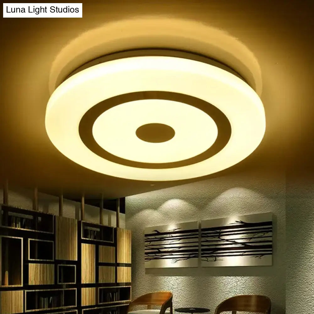 15’/19’ Contemporary Acrylic Led Round Flush Mount Fixture For Bedroom Lighting In Black And White