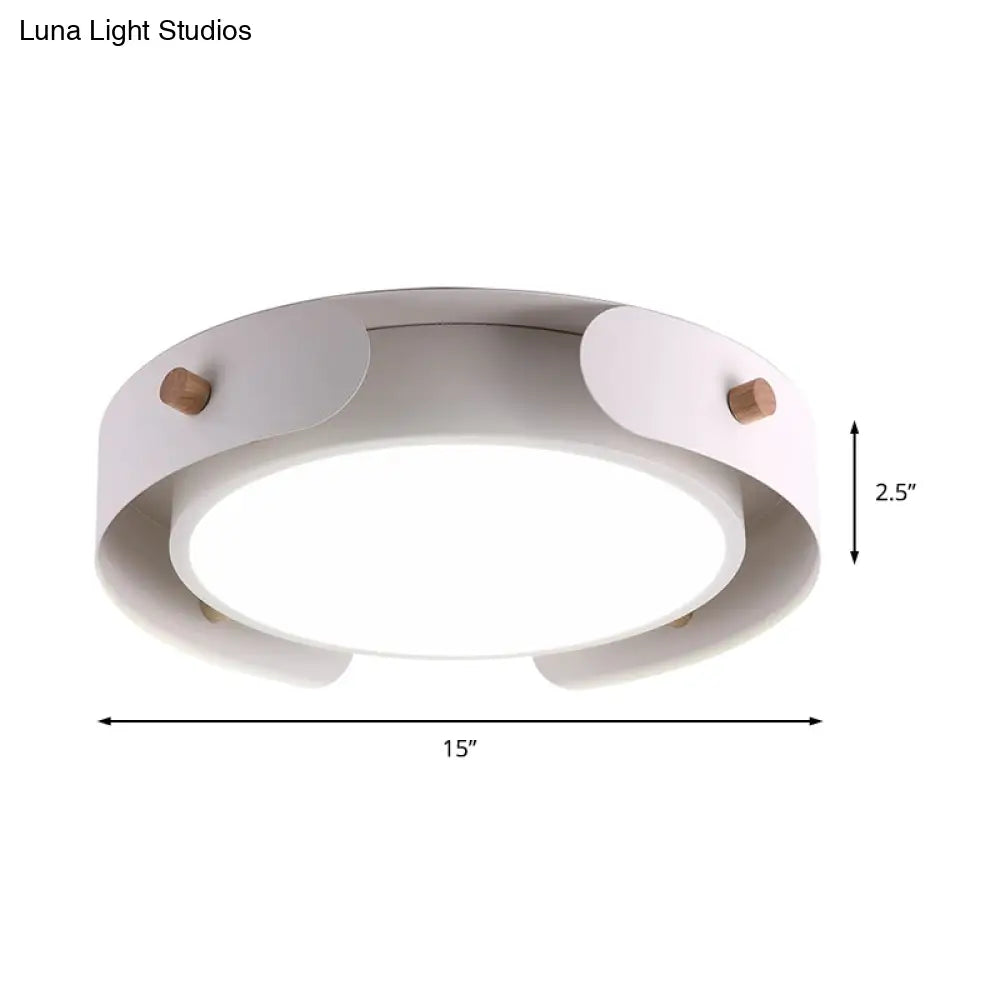 15/19 Minimalist Led Flush Ceiling Light With Acrylic Shade - White Round Lamp Warm/White