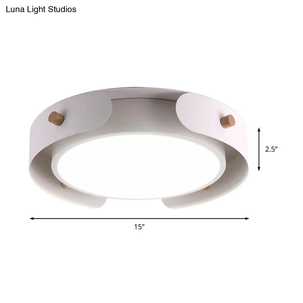 15’/19’ Minimalist Led Flush Ceiling Light With Acrylic Shade - White Round Lamp Warm/White