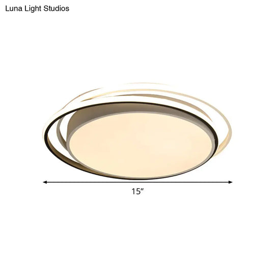 15/19 W Led Flush Ring Light - Simple Style Metal Ceiling Lighting In Black/White Warm/White/3 Color