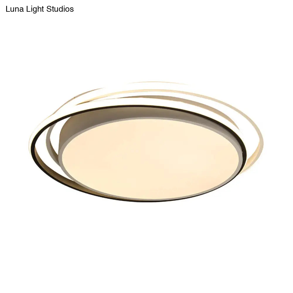 15/19 W Led Flush Ring Light - Simple Style Metal Ceiling Lighting In Black/White Warm/White/3 Color