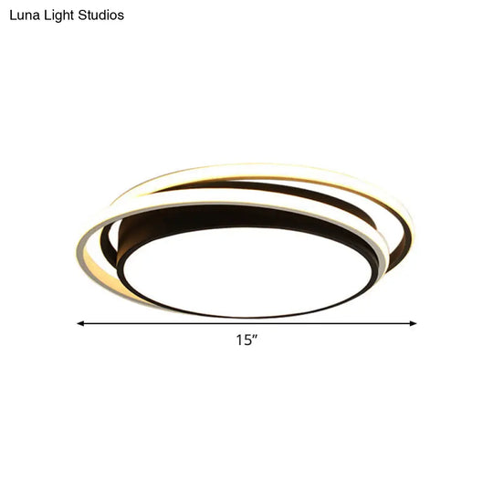 15/19 W Led Flush Ring Light - Simple Style Metal Ceiling Lighting In Black/White Warm/White/3 Color