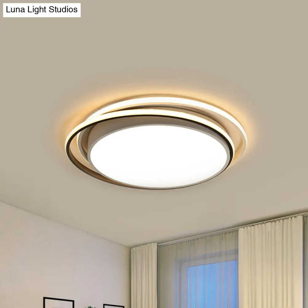 15/19 W Led Flush Ring Light - Simple Style Metal Ceiling Lighting In Black/White Warm/White/3 Color