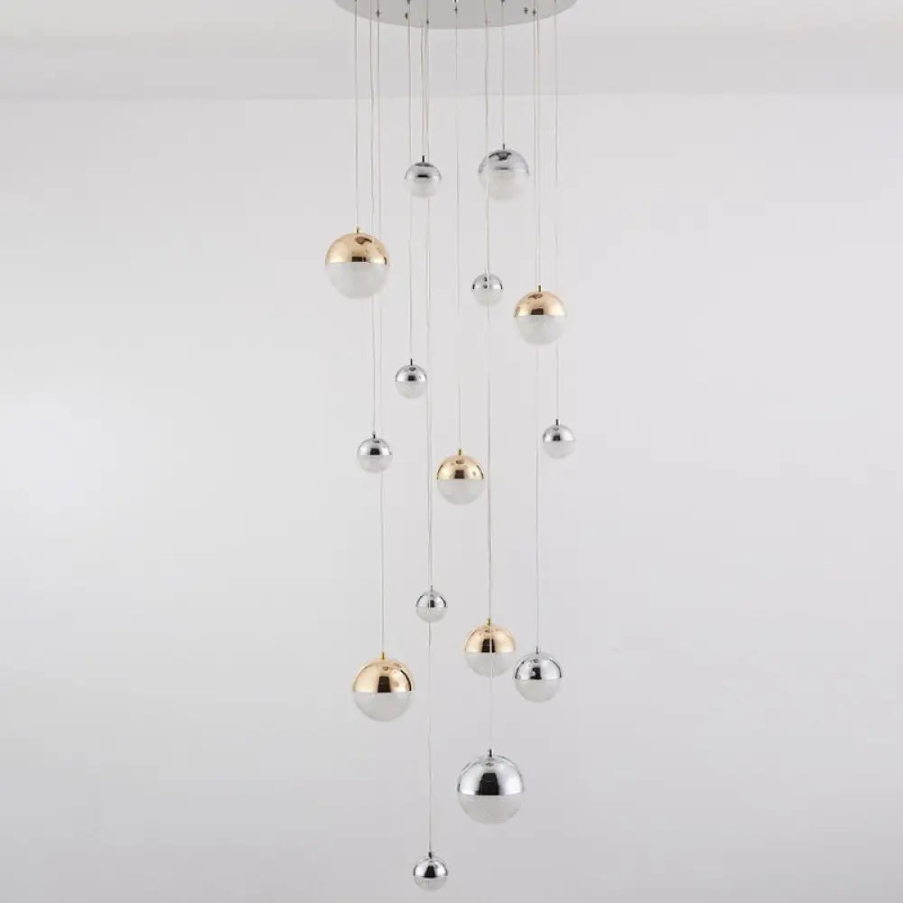 15-Head Silver-Gold Globe Multi Pendant Light - Minimalist Acrylic Bubble Hanging Fixture Silver /