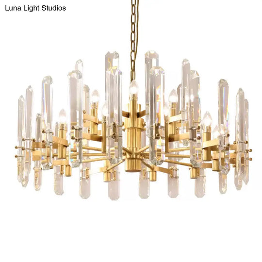 Modern Gold Crystal Chandelier With 15 Radial Lights For Dining Room