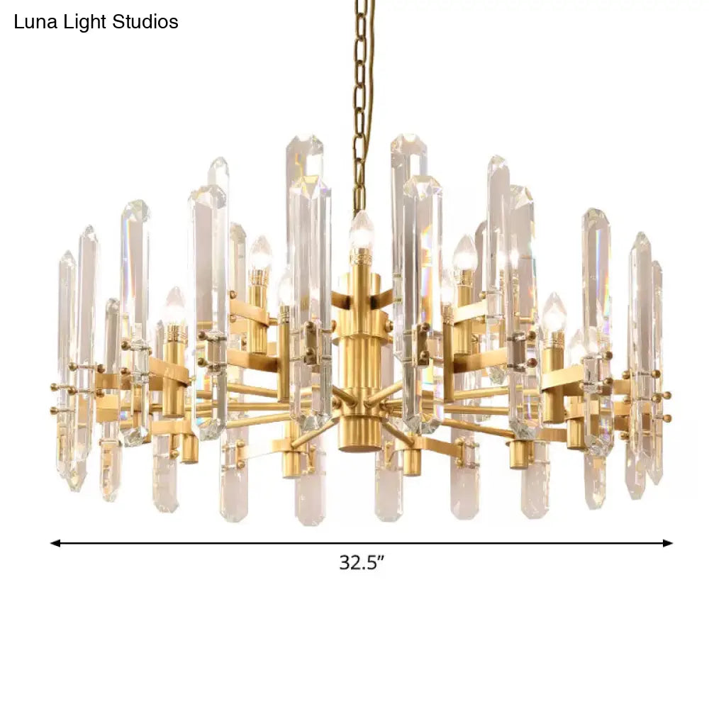 Modern Gold Crystal Chandelier With 15 Radial Lights For Dining Room