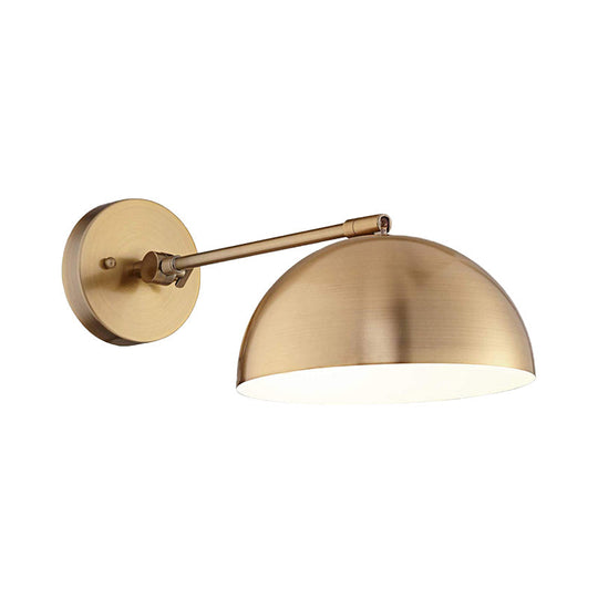 Farmhouse Brass Metal Wall Sconce With Adjustable Dome - 1 Light Living Room Lighting Fixture