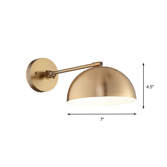 Farmhouse Brass Metal Wall Sconce With Adjustable Dome - 1 Light Living Room Lighting Fixture
