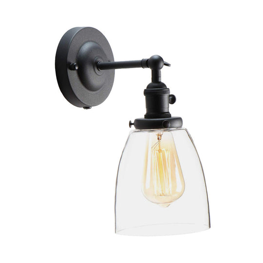Industrial Clear Glass Black Sconce Lamp For Coffee Shop Walls