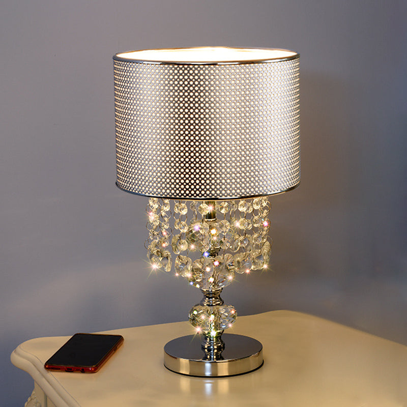 Acrylic Chrome Night Lamp With Hole Design Classic Table Light Crystal Droplet - 1-Bulb