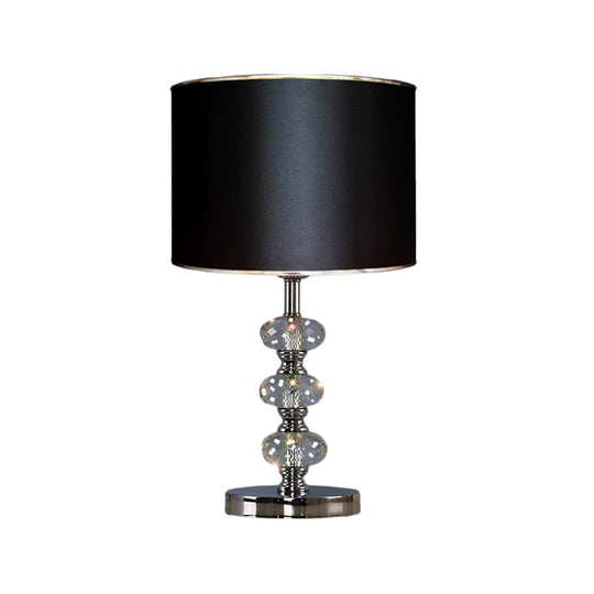 Barrel Nightstand Lighting - 1-Light Reading Lamp In Black/Silver/Gold Traditional Design With