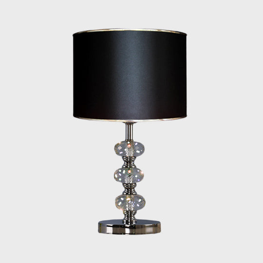 Barrel Nightstand Lighting - 1-Light Reading Lamp In Black/Silver/Gold Traditional Design With