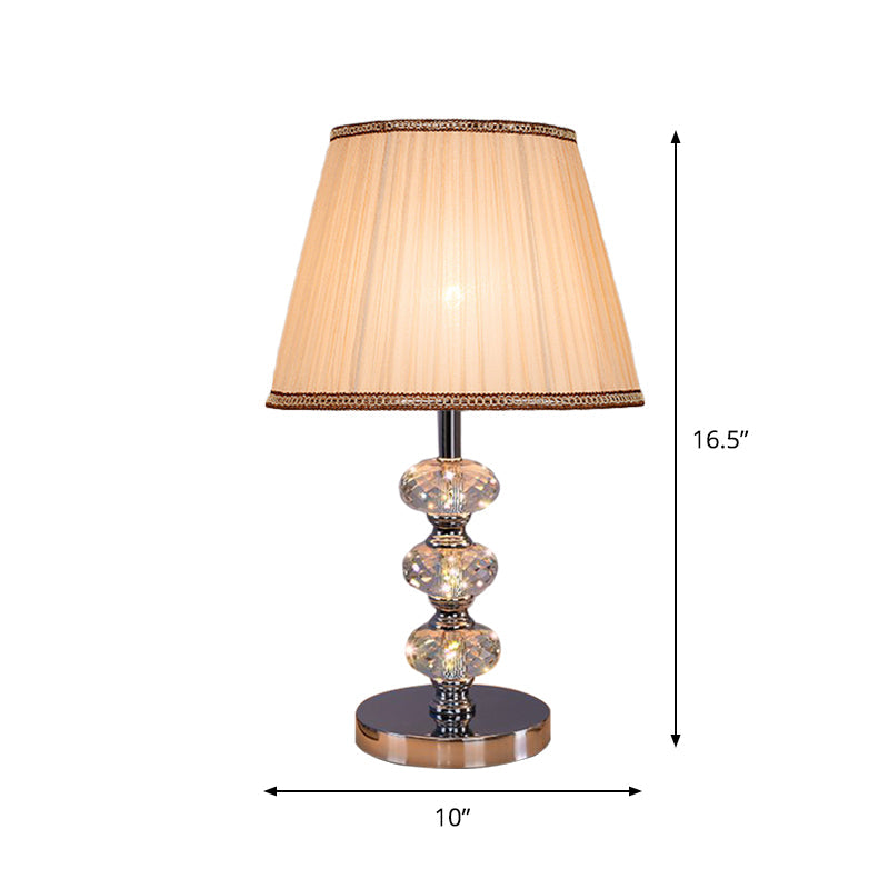 Contemporary Study Light With Crystal Lamp Post - Silver/Beige/Coffee Fabric Shade 1 Head Perfect