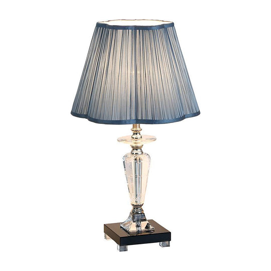 Isabelle - Blue Traditional Table Lamp with Floral Trim Shade & Crystal Urn Base