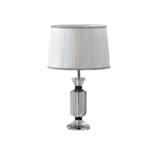 Valeria - Rural Style Fabric Shade Night Table Lamp in White/Blue