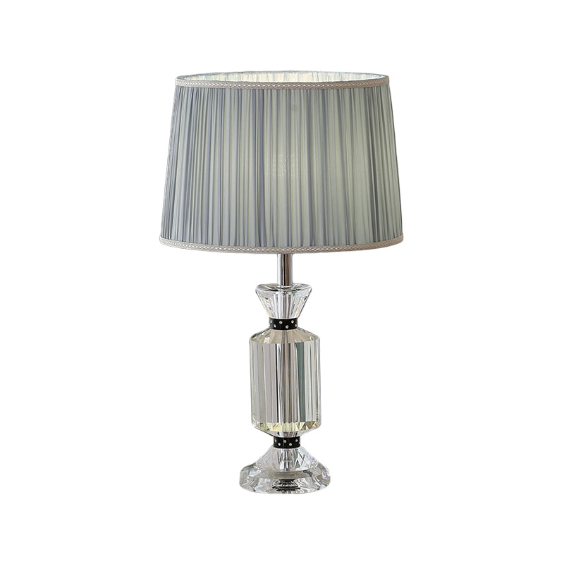Valeria - Rural Style Fabric Shade Night Table Lamp in White/Blue