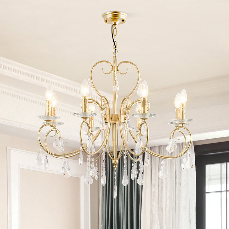 Modern Clear Crystal Suspension Pendant With 8/10 Lights - Gold Chandelier Lighting 8 /