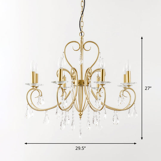 Modern Clear Crystal Suspension Pendant With 8/10 Lights - Gold Chandelier Lighting