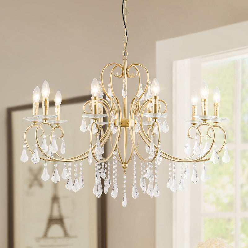 Modern Clear Crystal Suspension Pendant With 8/10 Lights - Gold Chandelier Lighting 10 /