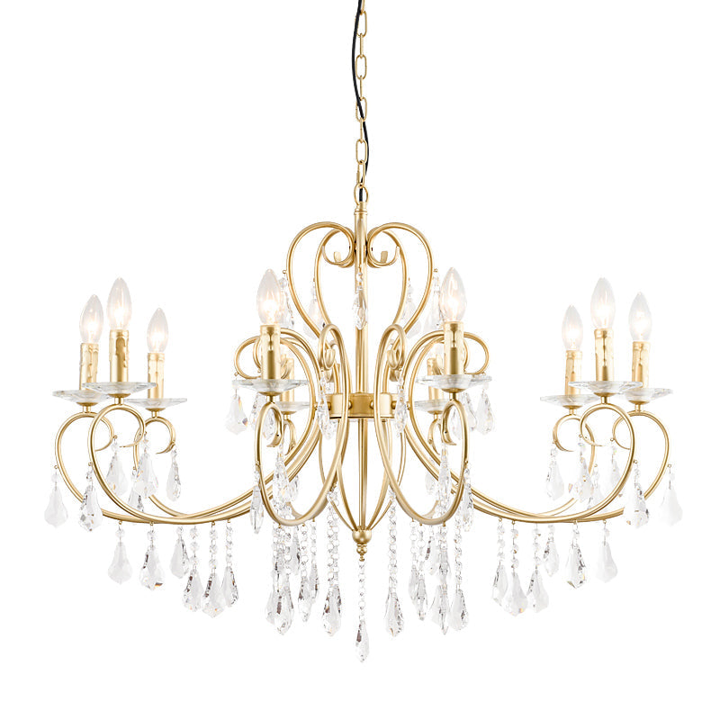 Modern Clear Crystal Suspension Pendant With 8/10 Lights - Gold Chandelier Lighting