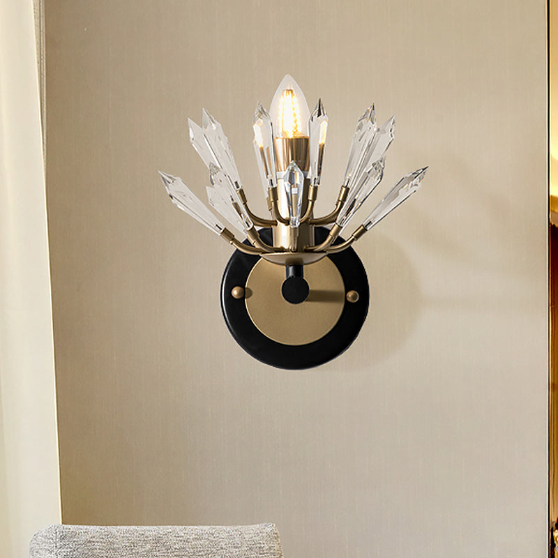 Contemporary Black And Gold Sputnik Crystal Sconce Light - Wall Mounted Black-Gold
