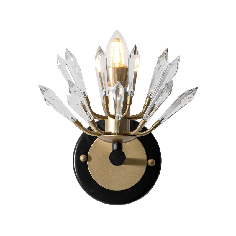 Contemporary Black And Gold Sputnik Crystal Sconce Light - Wall Mounted