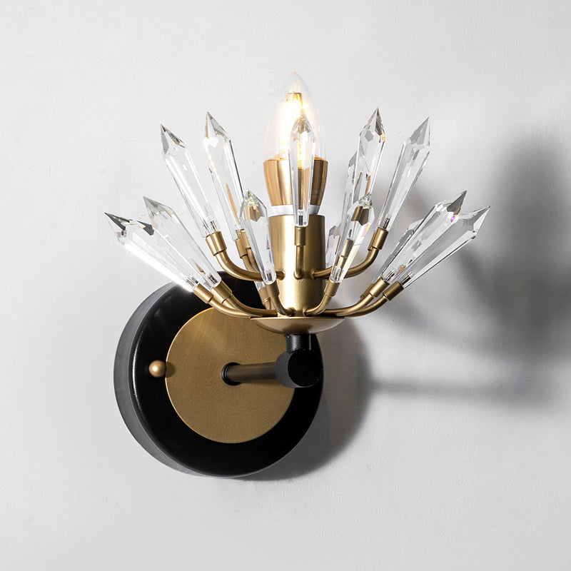 Contemporary Black And Gold Sputnik Crystal Sconce Light - Wall Mounted