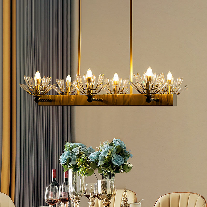 Modern Black Sputnik Pendant Light With Crystal Accents - 6 Bulbs Ceiling Fixture For Restaurants