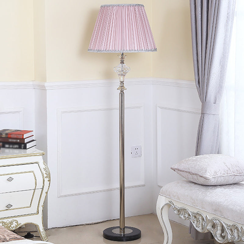 Modern Rhombus-Like Floor Lamp With Clear Crystal Champagne Cone Shade - Parlor Standing Light