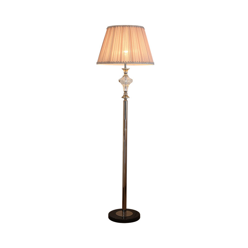 Modern Rhombus-Like Floor Lamp With Clear Crystal Champagne Cone Shade - Parlor Standing Light