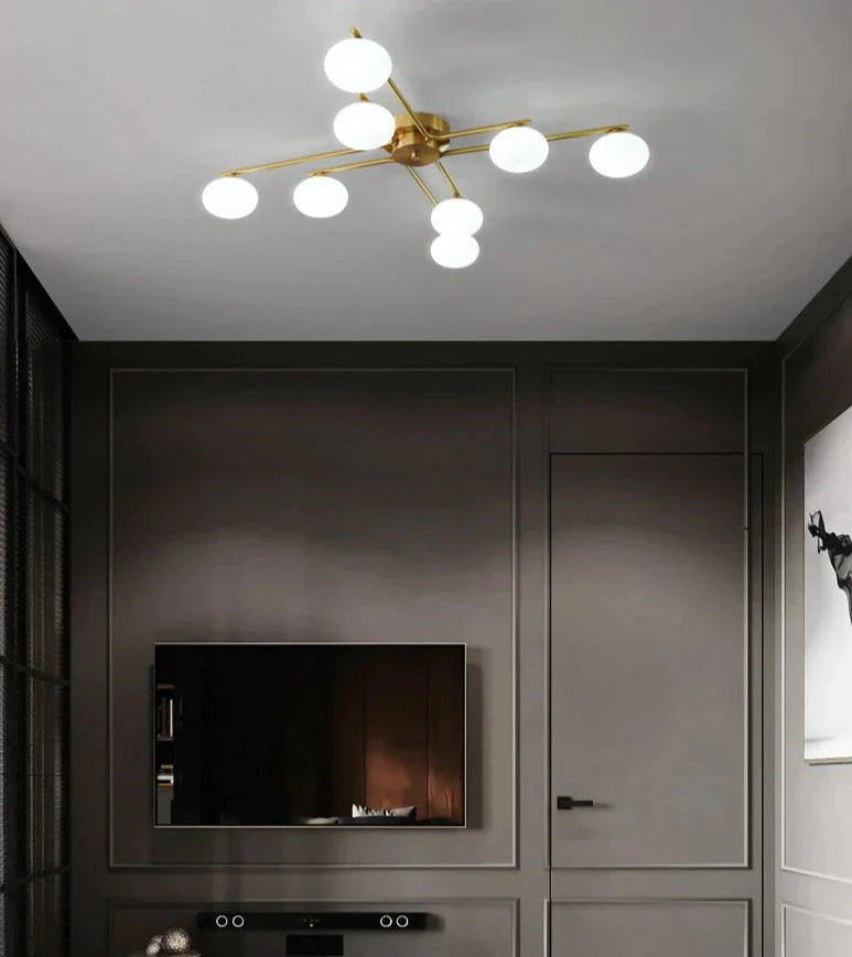Nordic Wind Pentagon Living Room Bedroom Lamp Copper Ceiling