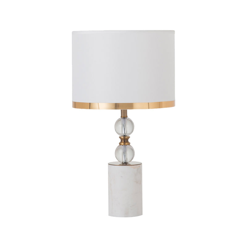 White Crystal Table Lamp With 1 Head Traditional Fabric Shade