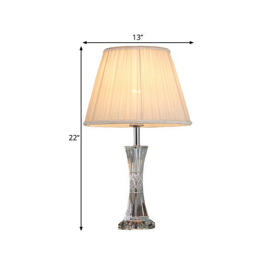 Eva - Pleated Lampshade Table Light: Traditional Crystal Night Stand Lamp