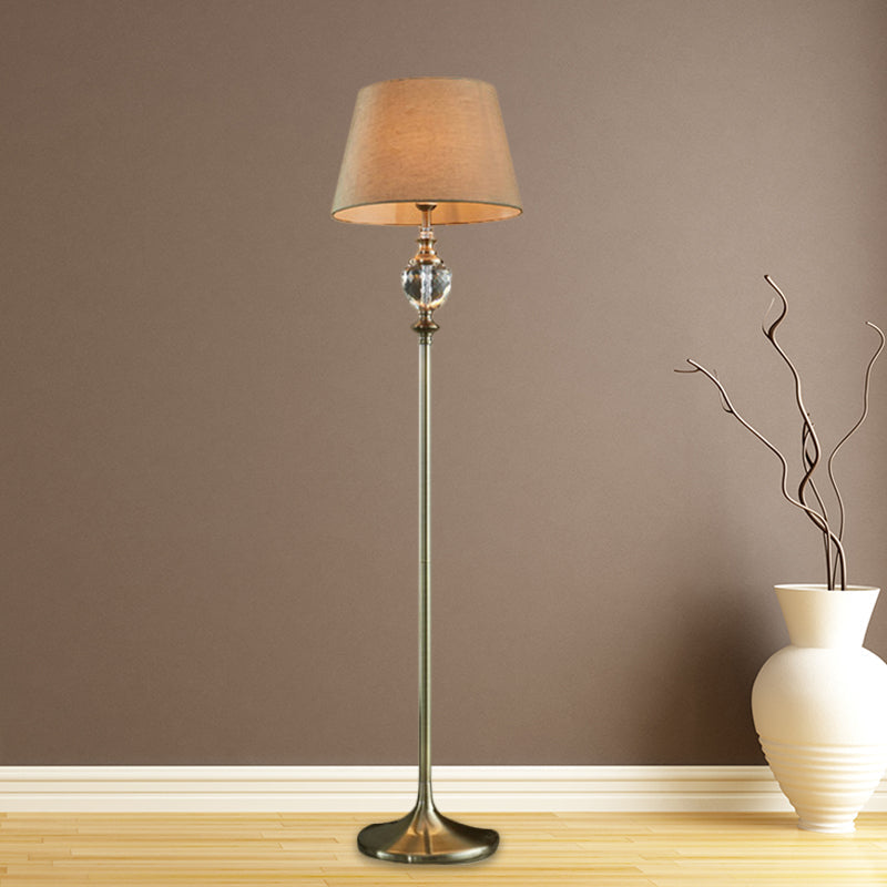 Crystal Stand-Up Lamp With Pleated/Tapered Shade: Traditional Living Room Reading Floor Coffee