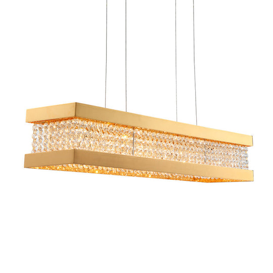 Contemporary Crystal Led Island Light - Gold 31.5/39 Wide Bench 1-Light Pendant Living Room Ceiling