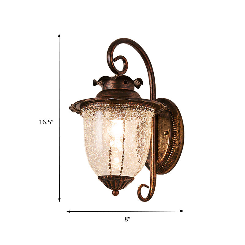 Industrial Black Lantern Wall Sconce Light With Ribbed Glass And Weathered Copper Finish - Bedroom
