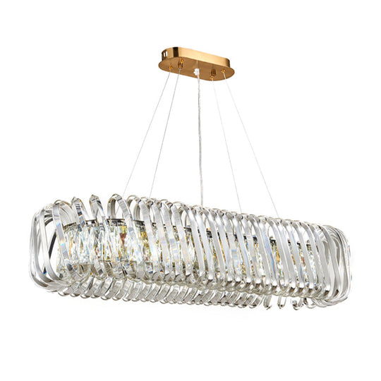 Led Island Pendant With Clear Crystal Shade - Contemporary Hanging Light Fixture