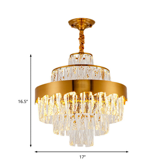Vintage-Style Gold Chandelier Light Fixture - 17/23 W Layered Crystal And Metal Hanging Lamp For