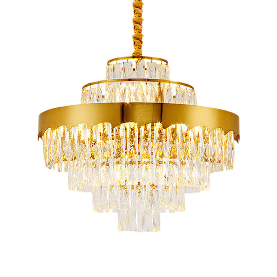 Vintage-Style Gold Chandelier Light Fixture - 17/23 W Layered Crystal And Metal Hanging Lamp For