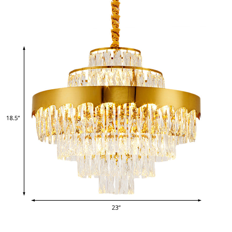 Vintage-Style Gold Chandelier Light Fixture - 17/23 W Layered Crystal And Metal Hanging Lamp For