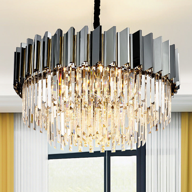 Stylish Vintage Silver Chandelier with Crystal Block for Living Room Décor