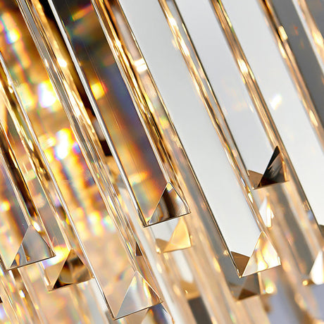 Tiered Vintage Stainless Steel Chandelier With Crystal Block - Silver Pendant Light For Living Room