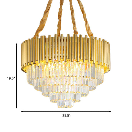 Contemporary 3-Tier Circle Hanging Lamp - Brass Finish