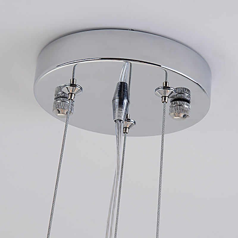Hanging Chandelier Light w/ 5 Bulbs - Modern Glass Ceiling Fixture, Chrome Frame & K9 Crystal