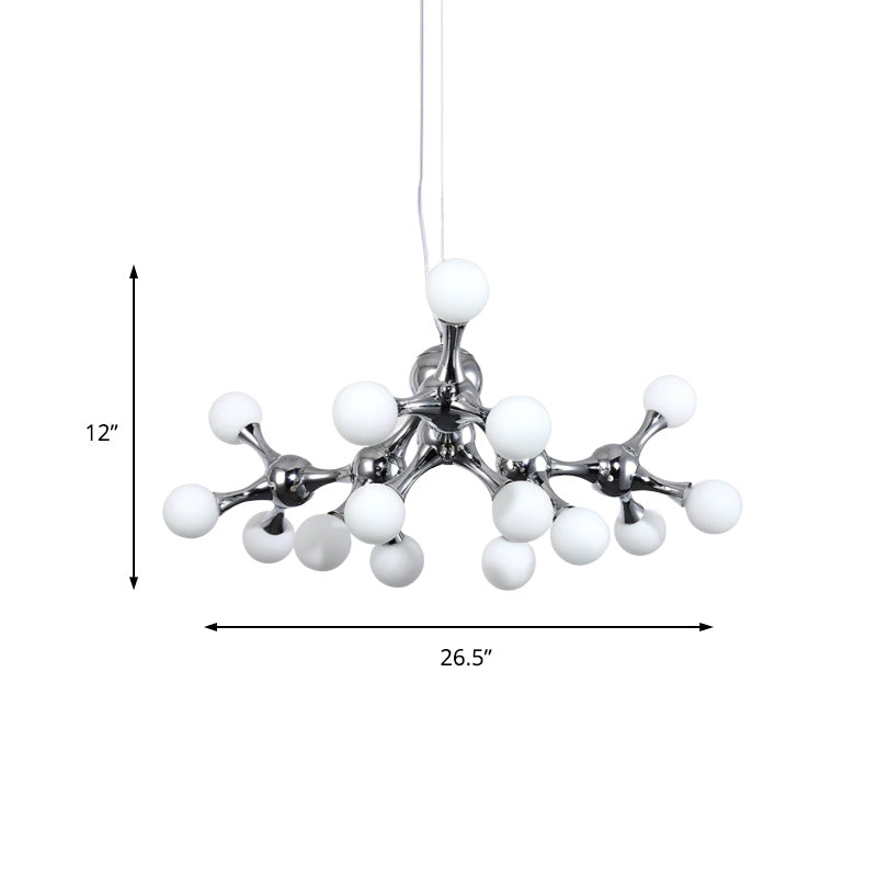 Contemporary Chrome Metal Chandelier With Molecular Shade And Multi Light Design